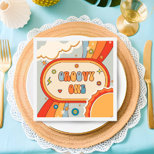Groovy  Retro Rainbow Birthday Party Napkins