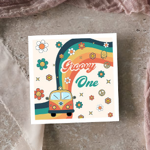 Groovy Retro Rainbow Birthday Party Napkins