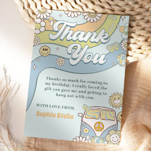 Groovy Retro Rainbow Birthday Thank You Card