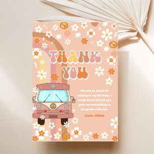 Groovy Retro Rainbow Birthday Thank You Card