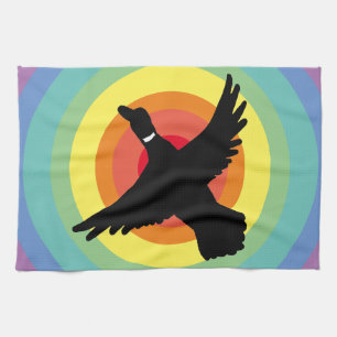 Groovy Retro Rainbow Circles Duck Tea Towel