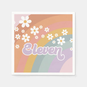 Groovy Retro Rainbow Eleventh Birthday Napkin