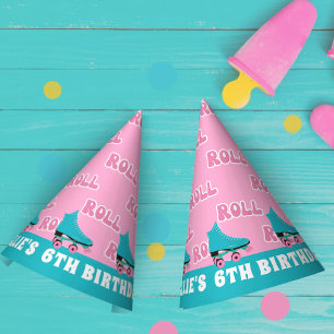 Groovy Retro Rainbow Roller Skating Birthday Party Hat