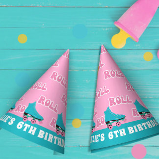 Groovy Retro Rainbow Roller Skating Birthday Party Party Hat