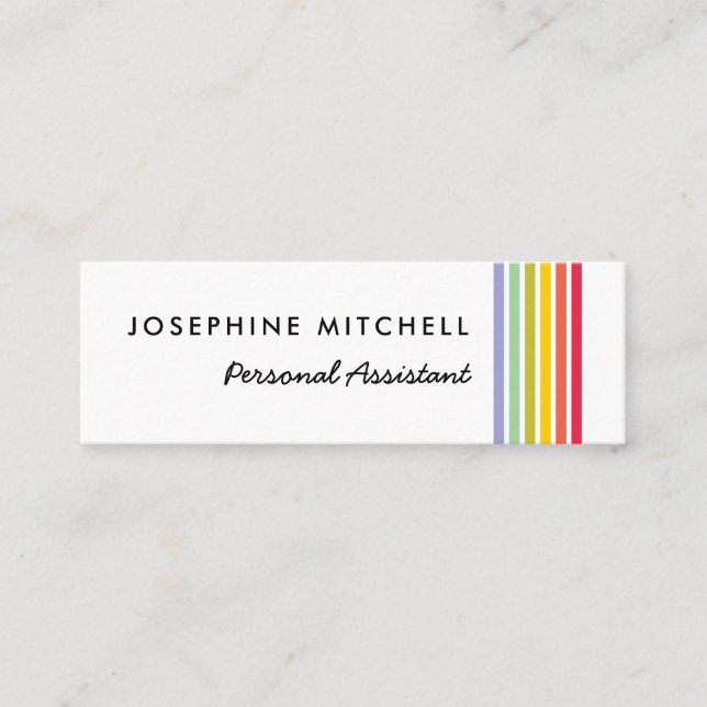 Groovy Retro Rainbow Stripe Mini Business Card (Front)
