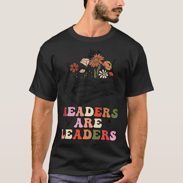 Groovy Retro Readers Are Leaders  Book T-Shirt (Front)