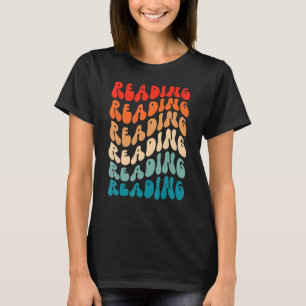 Groovy Retro Reading Retro 70s Hippie Boho Wavy Vi T-Shirt