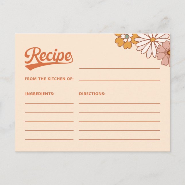 Groovy Retro Recipe Card for the Bride (Front)