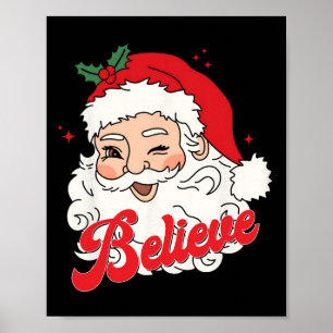 Groovy Retro Santa Claus Believe Christmas Women K Poster