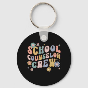 Groovy Retro School Counsellor Crew Teacher Back T Key Ring