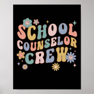 Groovy Retro School Counsellor Crew Teacher Back T Poster