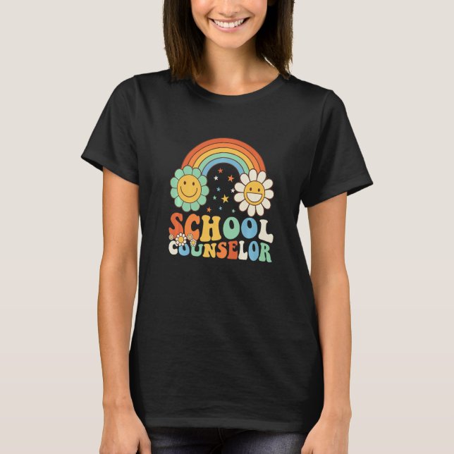 Groovy Retro School Counselor Teacher School Couns T-Shirt (Front)