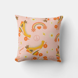 Groovy Retro Skate 70’s Holiday Throw Pillow