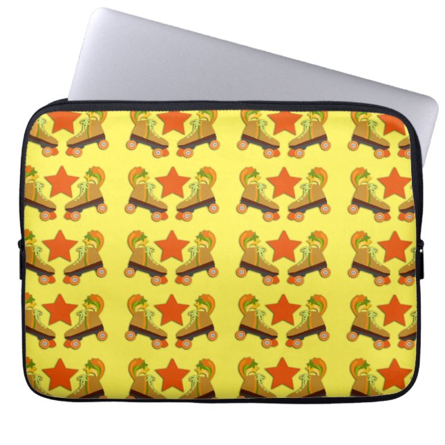 Groovy Retro Skate Pattern Laptop Sleeve (Front)