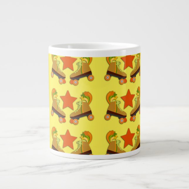 Groovy Retro Skate Pattern Large Coffee Mug (Front)