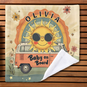Groovy Retro Smiling Baby Sun, Peace & Love Vibes  Wash Cloth