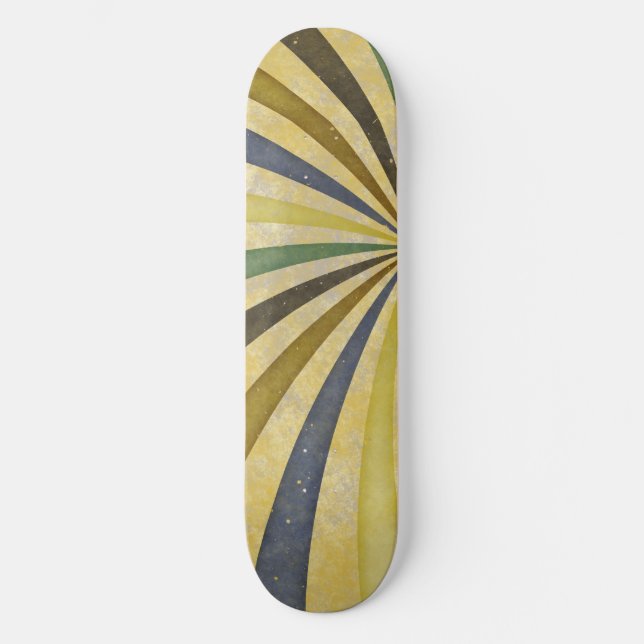 Groovy Retro Spiral Sunbeam Ray Swirl Design Skateboard (Front)