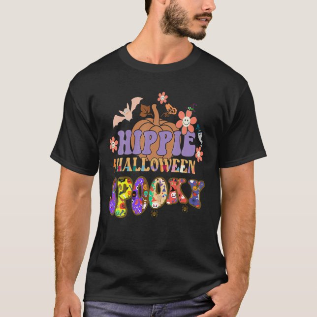 Groovy Retro Spooky Vibes Witch Switch Halloween W T-Shirt (Front)