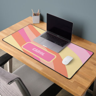 Groovy Retro Stripes Seventies Name Desk Mat