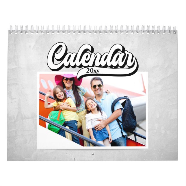 Groovy Retro Style Text, Editable Custom Photo Calendar (Cover)