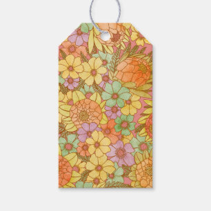 Groovy Retro Summertime Protea And Daisy Gift Tags