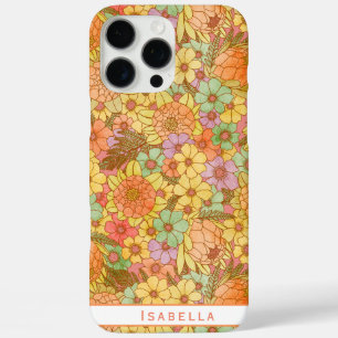 Groovy Retro Summertime Protea And Daisy Pattern iPhone 16 Pro Max Case