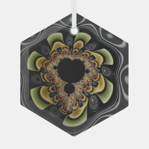 Groovy Retro Sunflowers Fractal Abstract Art Glass Tree Decoration