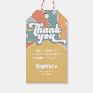 Groovy Retro Sunshine Baby Shower Thank You Favour Gift Tags
