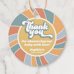 Groovy Retro Sunshine Baby Shower Thank You Favour Tags