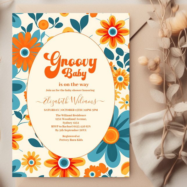 Groovy Retro Sunshine Daisy Baby Shower Invitation (Creator Uploaded)