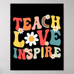Groovy Retro Teach Love Inspire Back To School Tea Poster