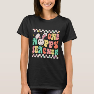 Groovy Retro Teacher Easter Shirt One Hoppy Teache