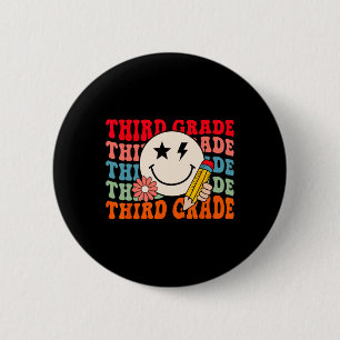 Groovy Retro Third Grade Back To School Students T 6 Cm Round Badge