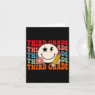 Groovy Retro Third Grade Byck To School Students T Card