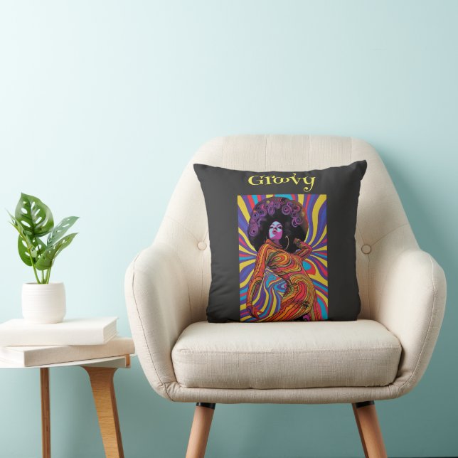 Groovy Retro Throw Pillow (Chair)