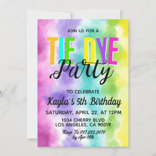 Groovy Retro Tie Dye Birthday Invitation