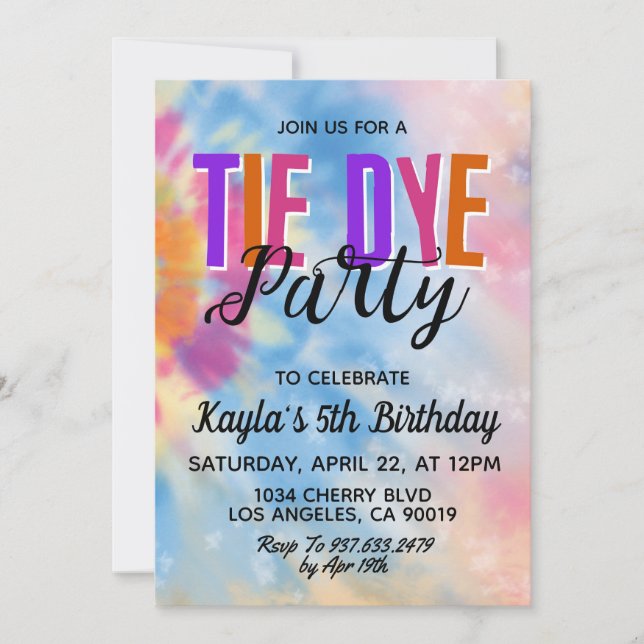 Groovy Retro Tie Dye Birthday Invitation (Front)