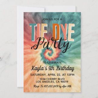 Groovy Retro Tie Dye Birthday Invitation