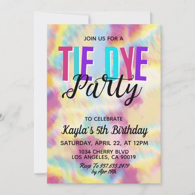 Groovy Retro Tie Dye Birthday Invitation (Front)