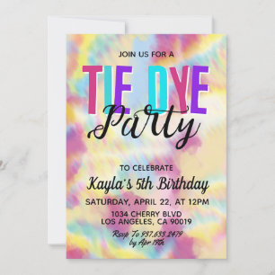 Groovy Retro Tie Dye Birthday Invitation