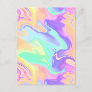 Groovy Retro Tie Dye Pastel Marble Swirl Announcement Postcard