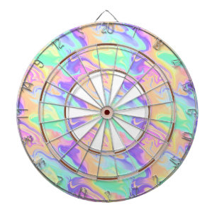 Groovy Retro Tie Dye Pastel Marble Swirl Dartboard