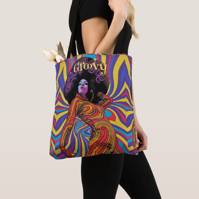 Groovy Retro Tote Bag (Close Up)