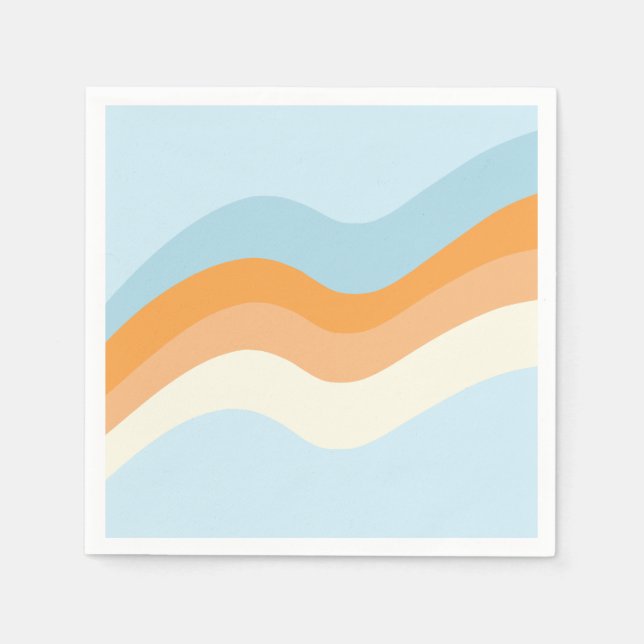 Groovy Retro Vibes Blue Orange Napkin (Front)