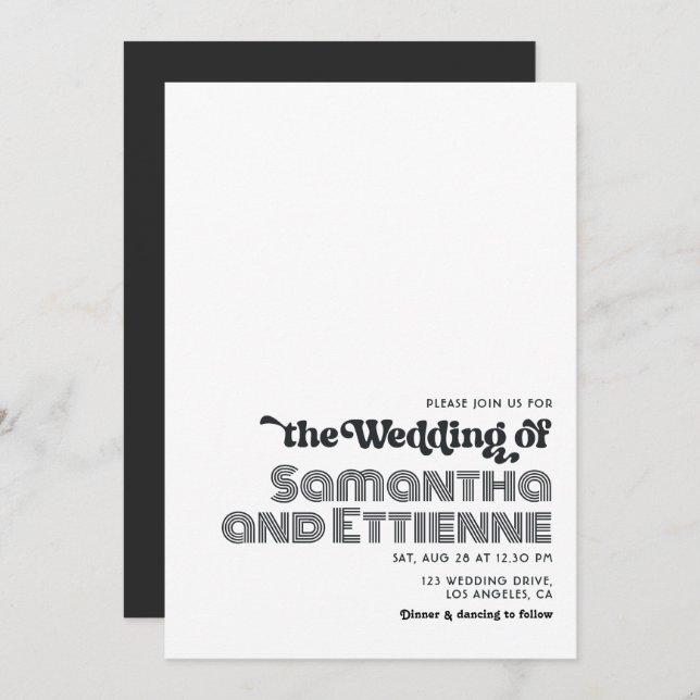 Groovy Retro Vibes Wedding Invitation (Front/Back)