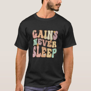 Groovy Retro Vintage Gym Gains Never Sleep T-Shirt