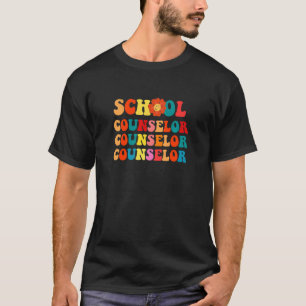 Groovy Retro Vintage School Counselor Teacher Back T-Shirt