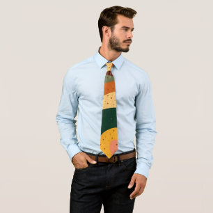 Groovy retro waves and dots with vibrant colours tie
