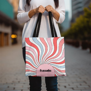 Groovy Retro Waves in Pastel Colours Tote Bag