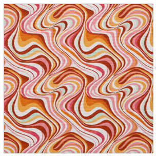 Groovy Retro Waves - Warm Psychedelic Swirls Fabric